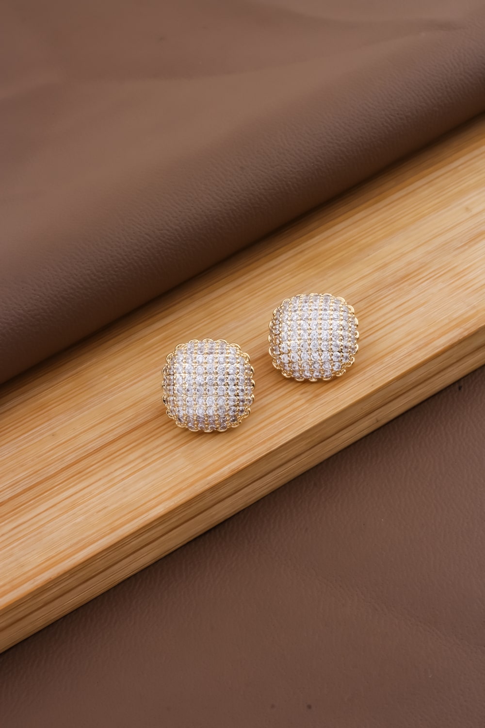 zirconia studs gold finish