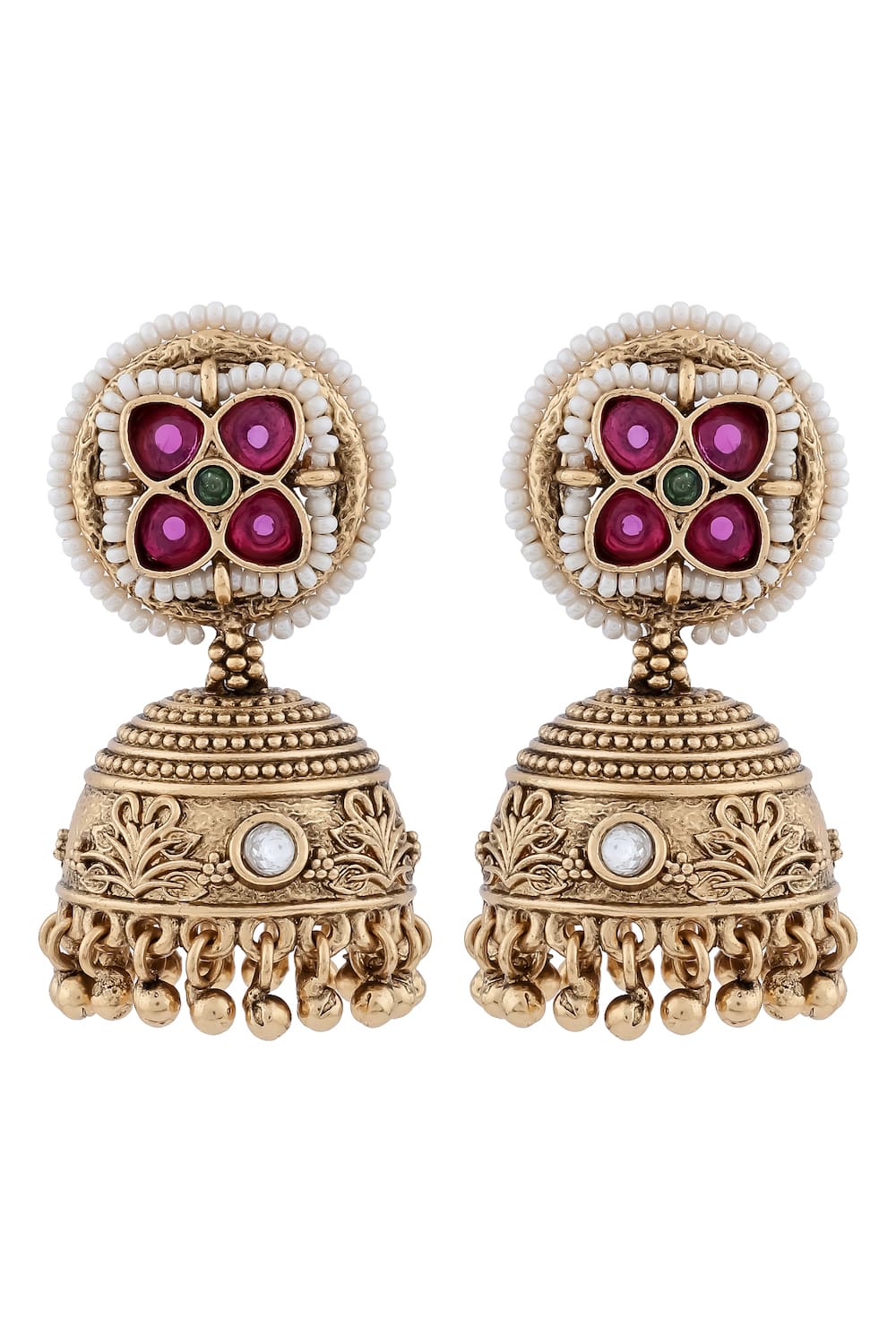 kundan green layered long temple necklace set