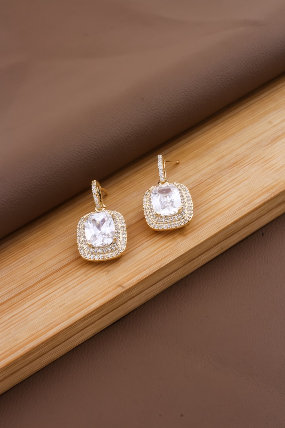 ad zircon diamond square drop earrings