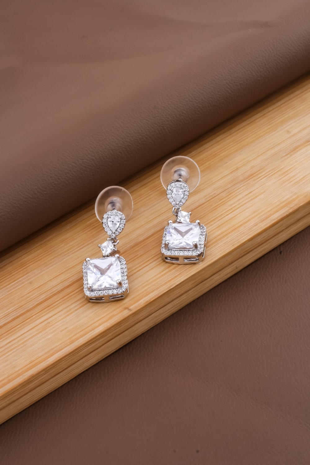 silver zirconia drop earrings