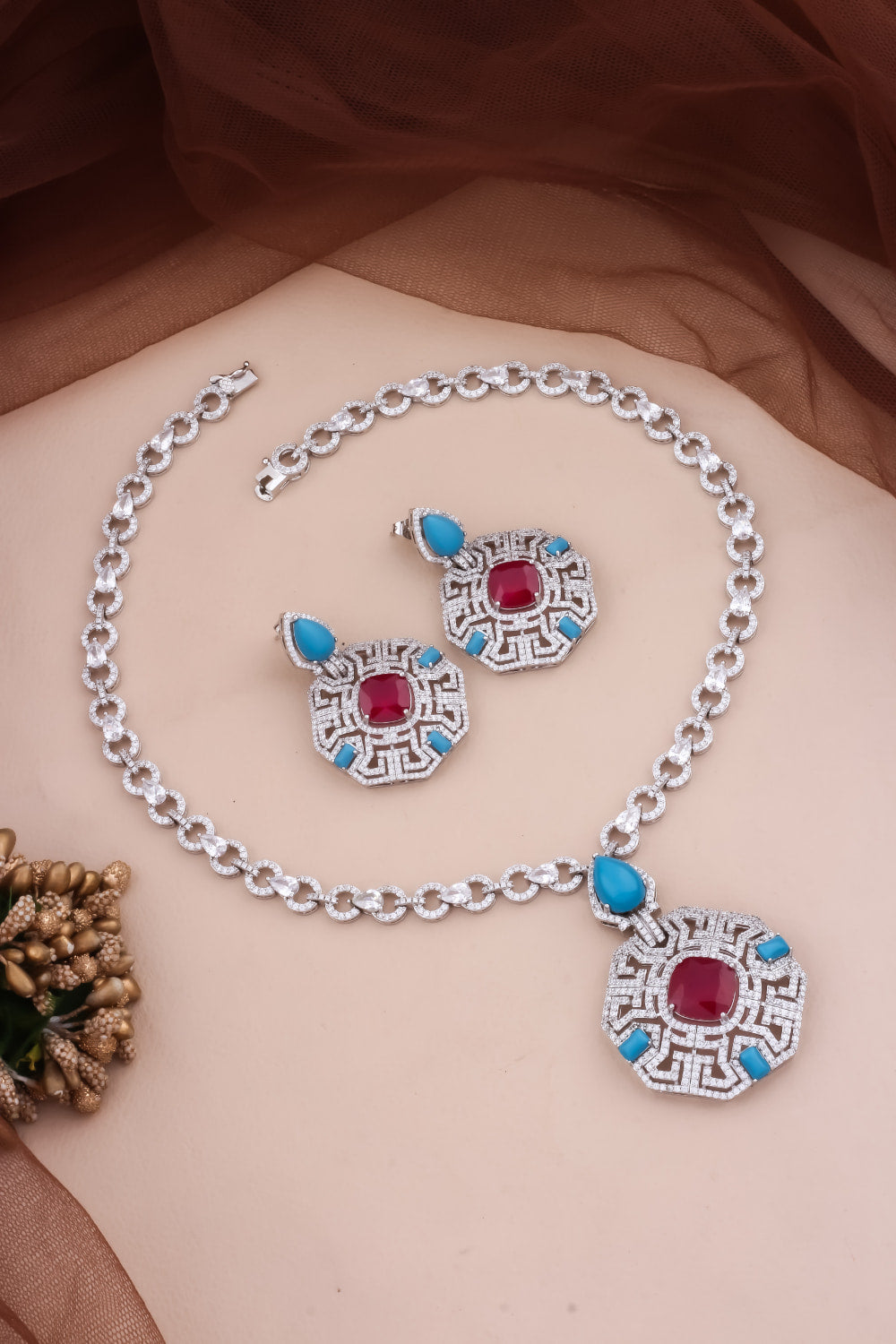 turquoise Ruby cz necklace