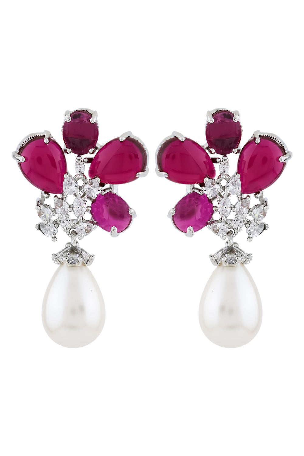 ruby floral earrings