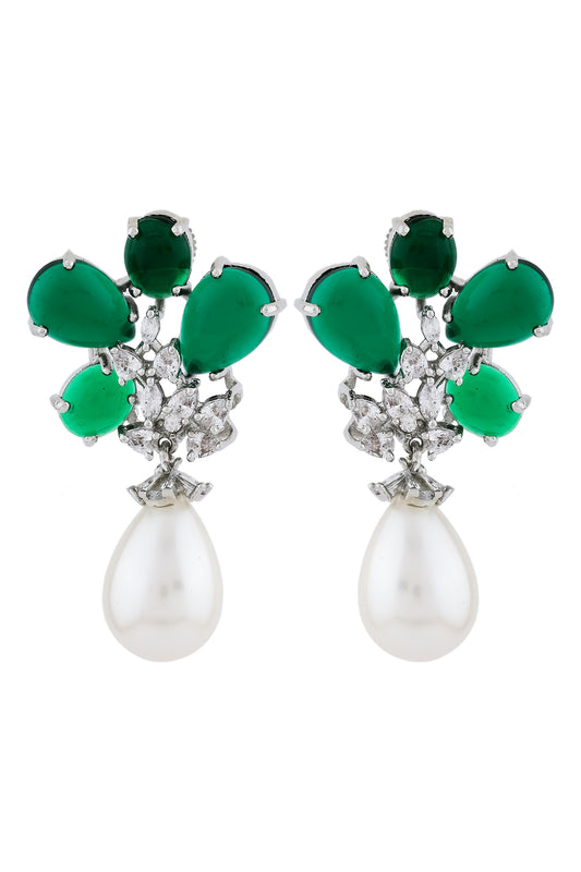 emerald pearl studs