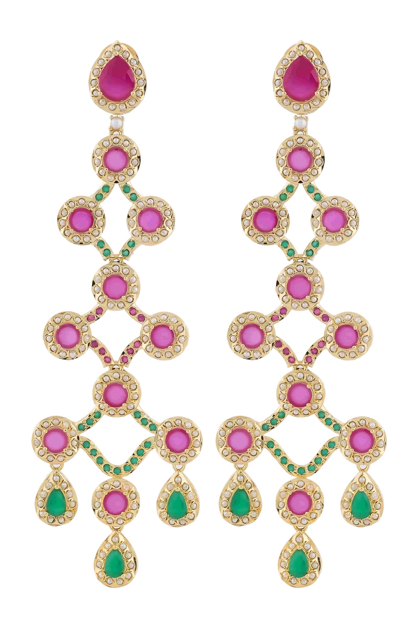 long Hyderabad cz earrings