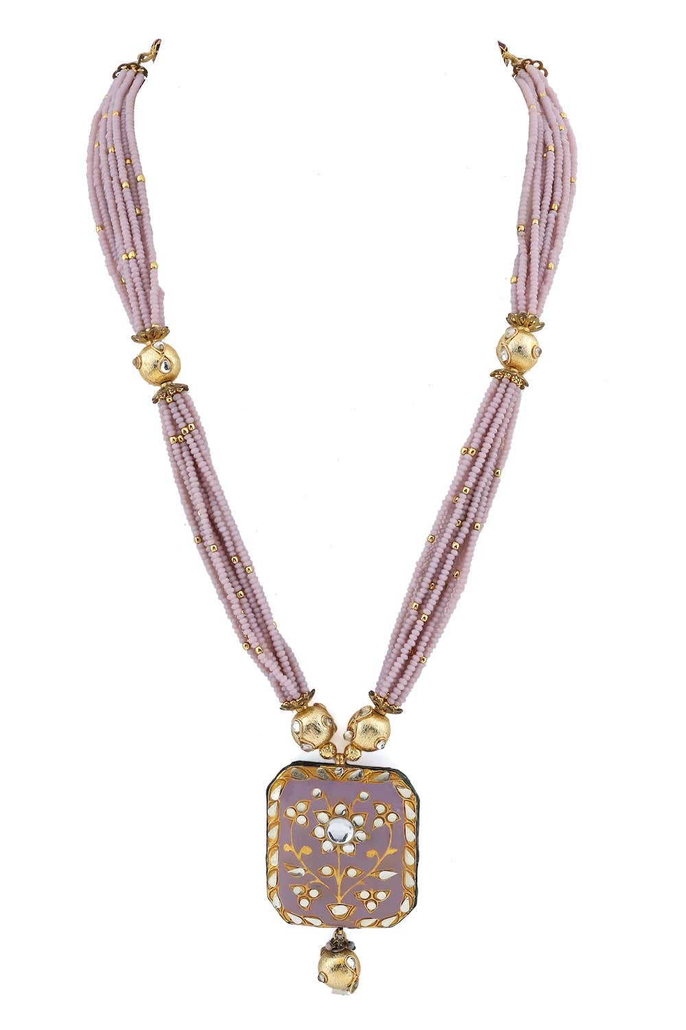 purple meenakari long necklace