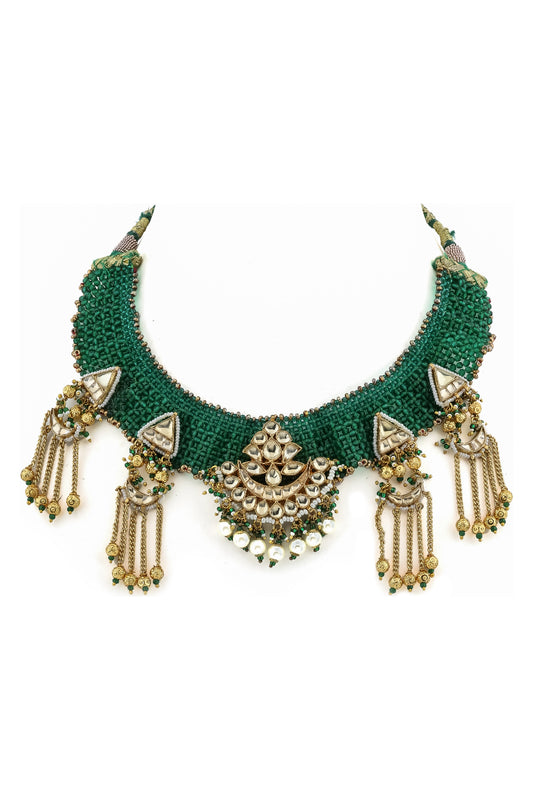 Kundan Choker Necklace Earrings Set kcnes220743