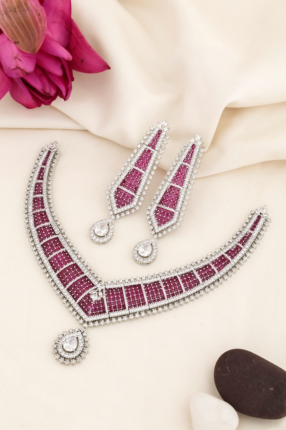 ruby silver necklace