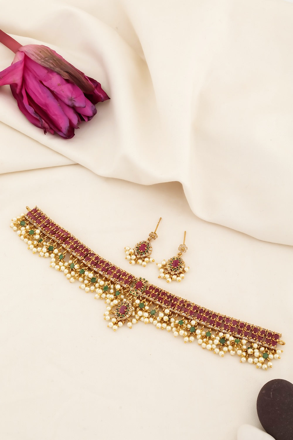 ruby necklace set