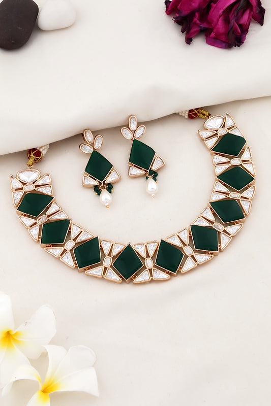 emerald necklace earrings set