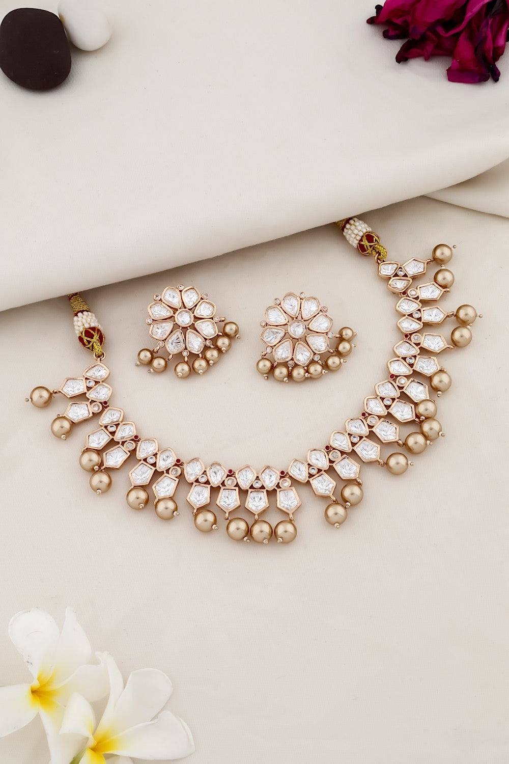 pearl kundan bridal necklace set
