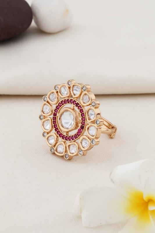 kundan cz finger ring