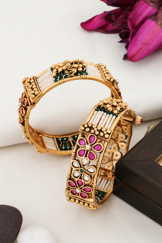 jadau moissanite polki kundan openable bangle kadbn250062