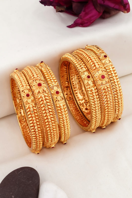 real gold geru gold polish bangle set