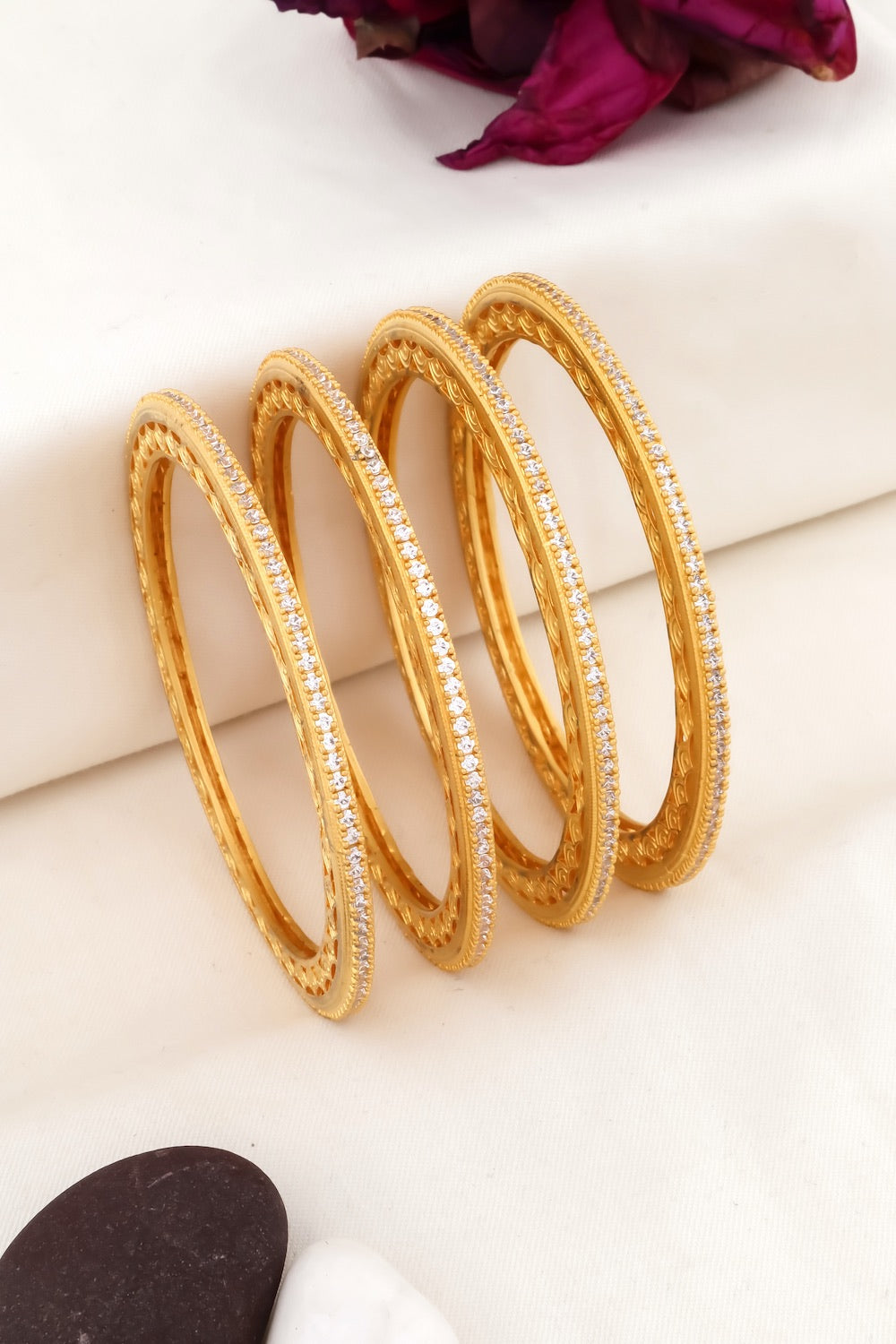 matte gold cz bangles