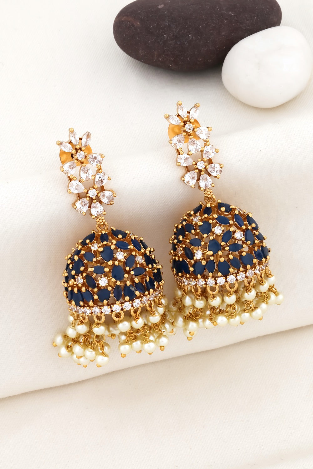blue gold jhumka