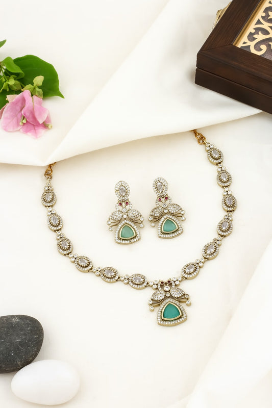 mint zirconia necklace set