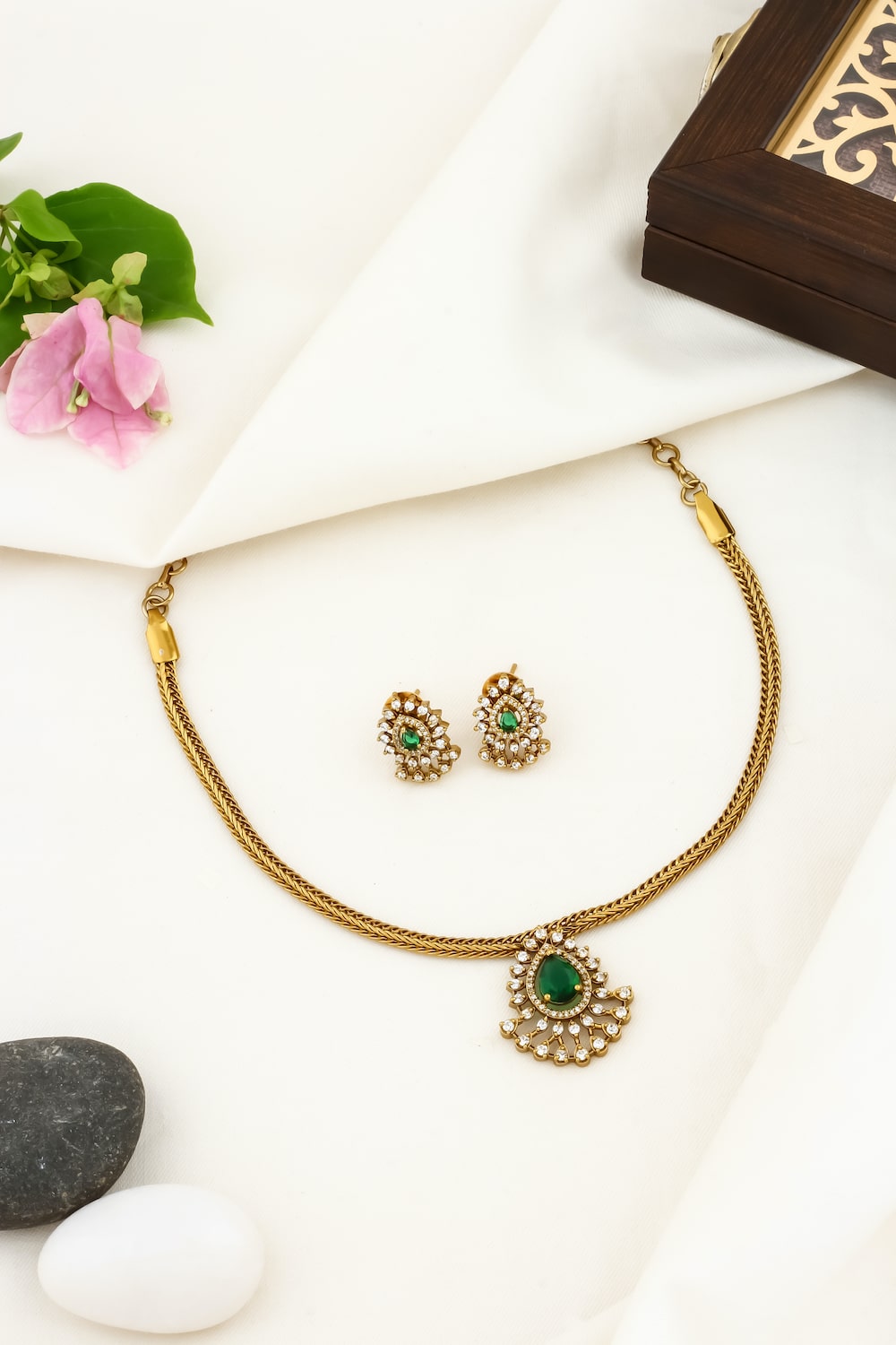 green pendant earrings