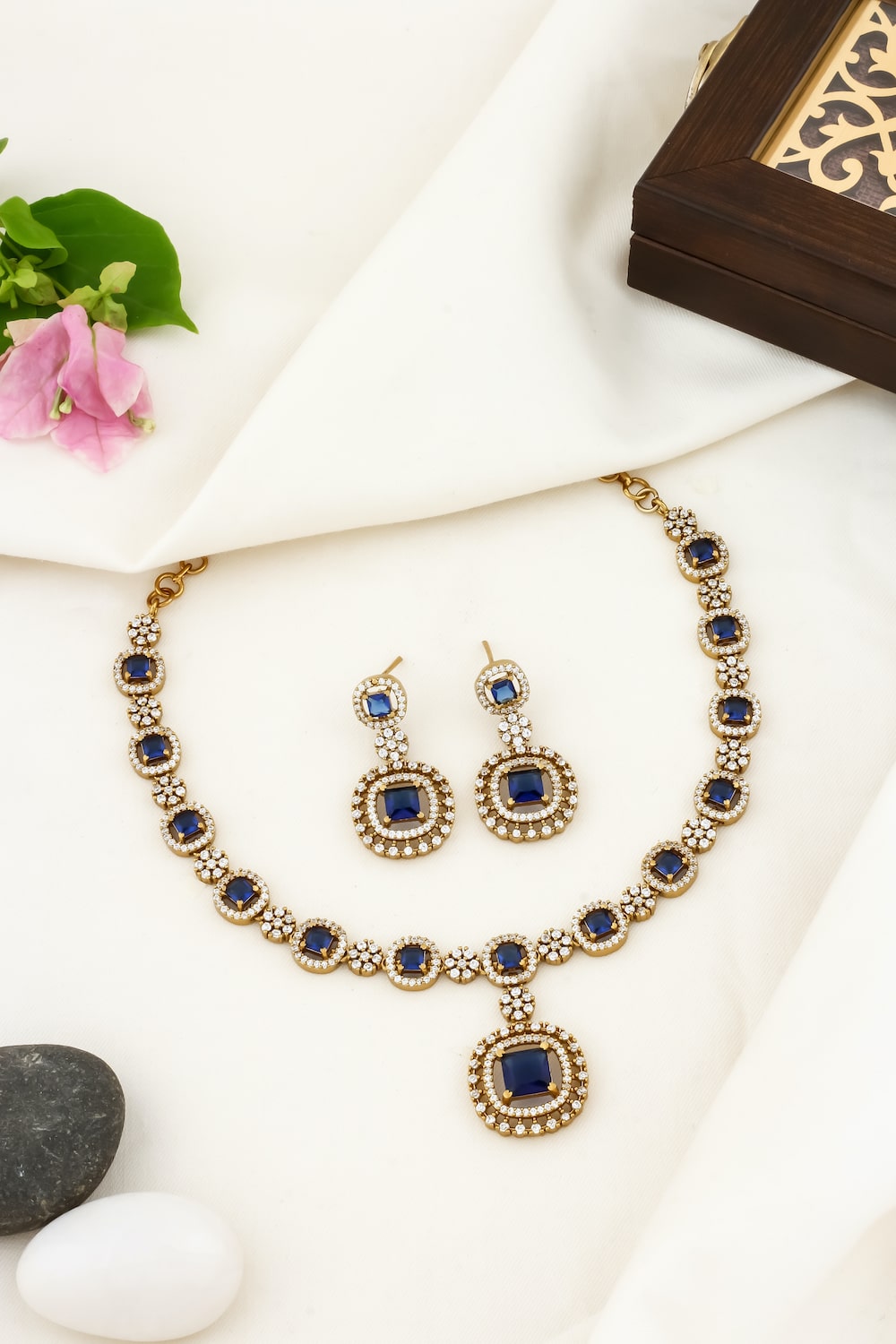 ad zirconia Gold zirconia necklace set adchnes250080