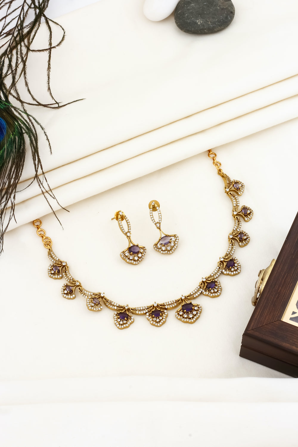 purple antique cz necklace
