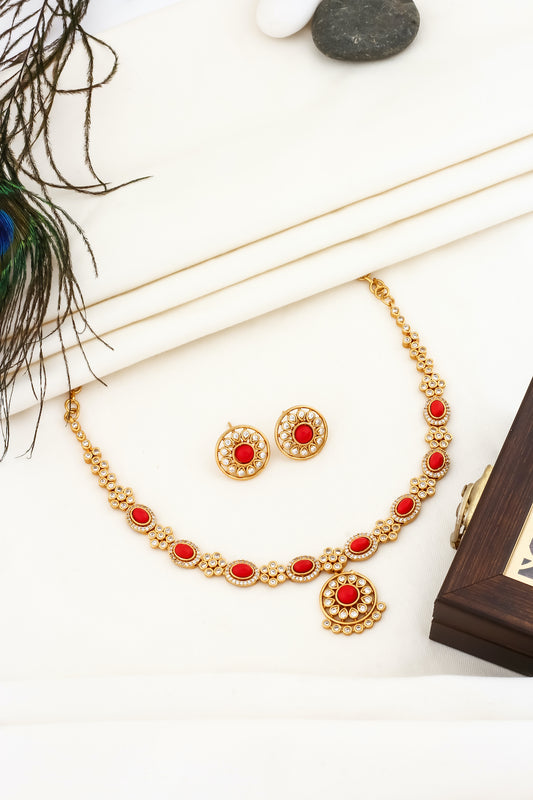 Gold cz delicate Necklace Earrings Set adgpchness250104