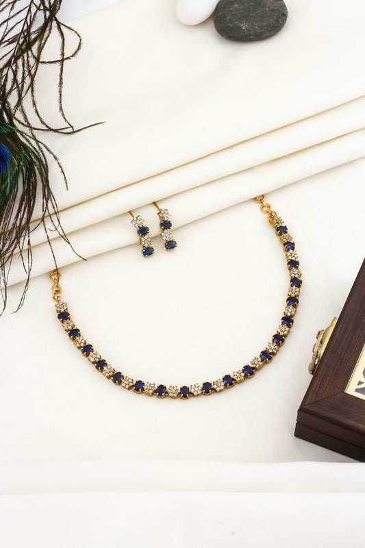 ad zirconia Gold zirconia delicate necklace set adchnes250121