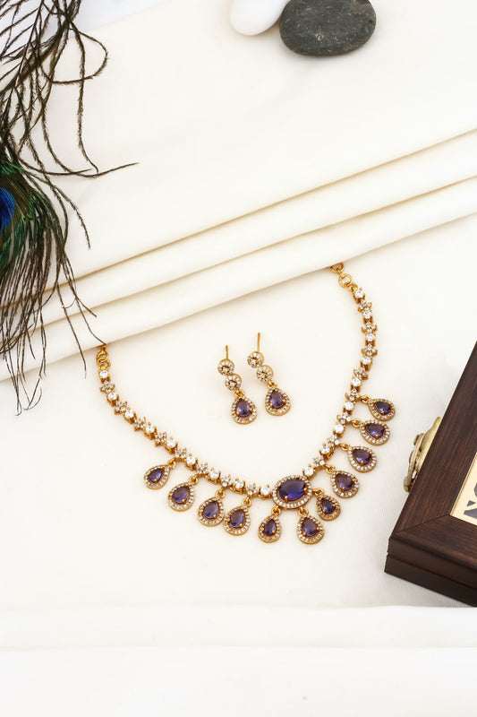 lavender zirconia necklace set