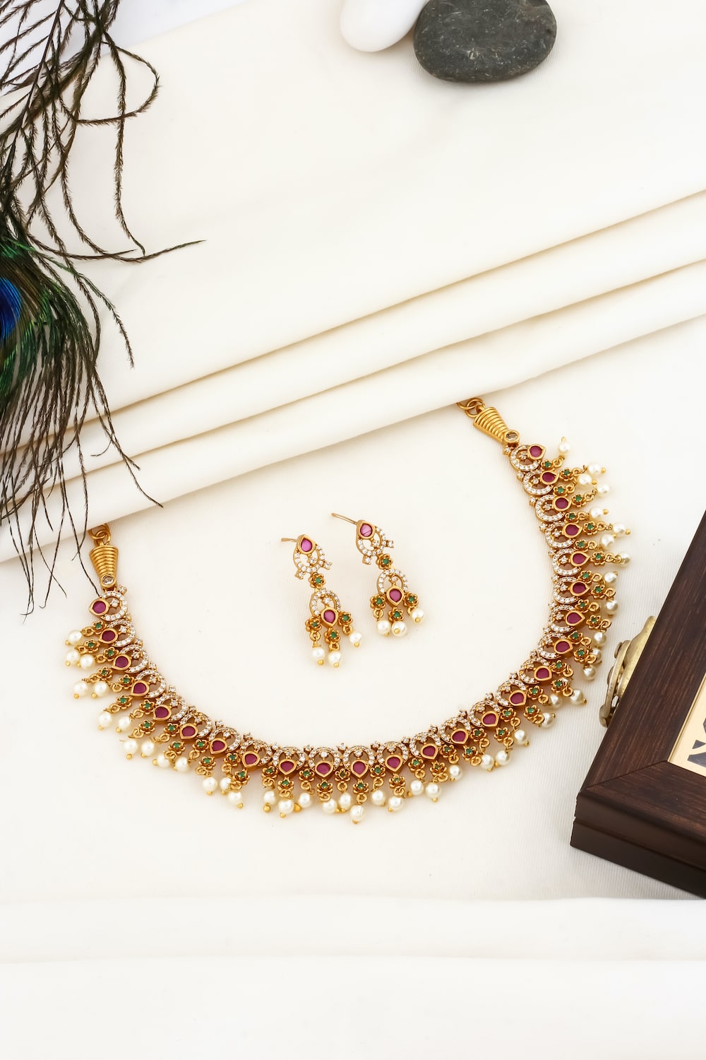traditional ruby cz necklace