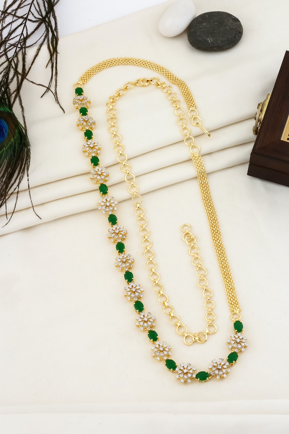 green cz waist belt