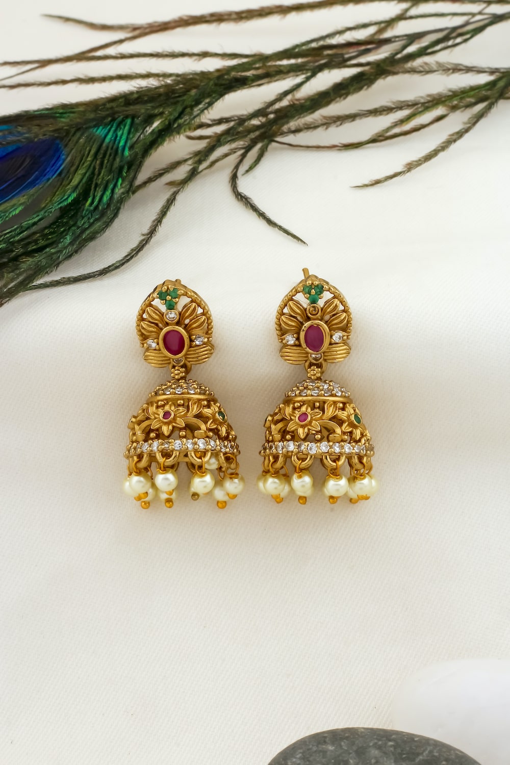 traditional indian gold jhumka