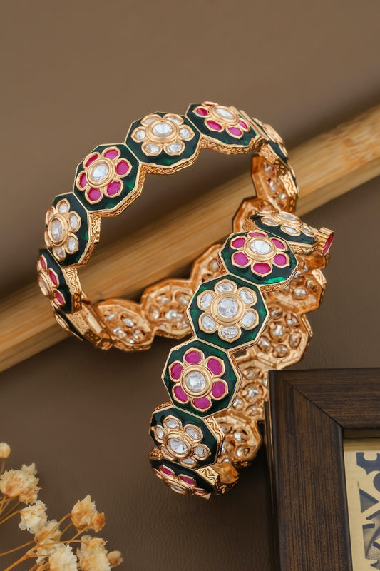 jadau moissanite polki kundan openable bangle kadbn240497