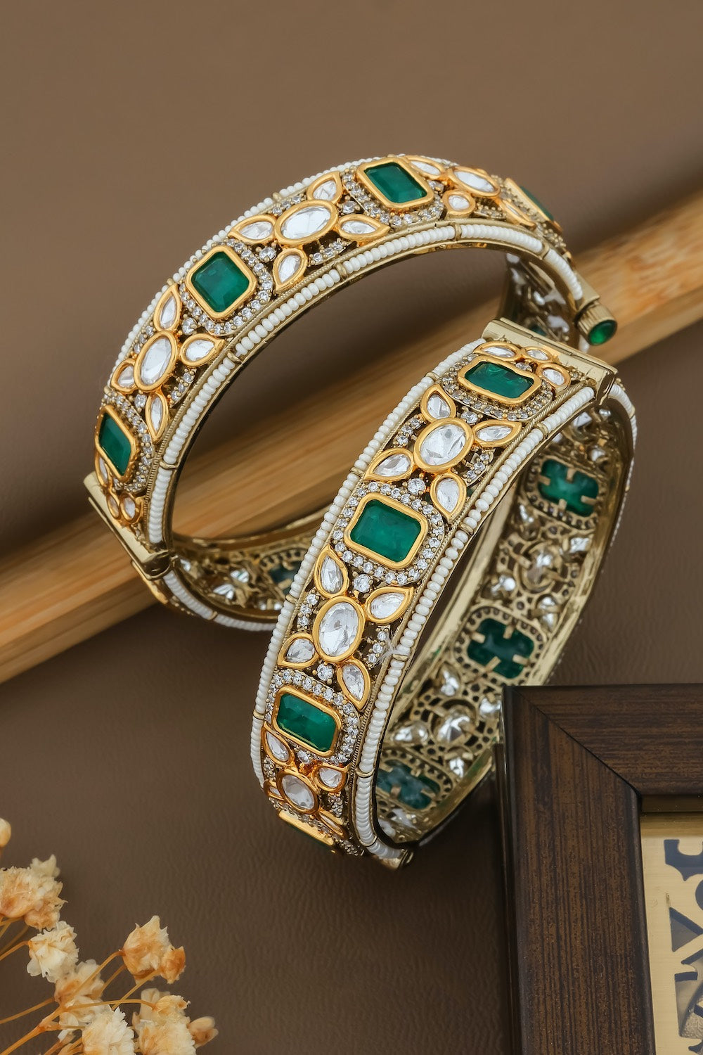 jadau moissanite polki kundan openable bangle kadbn240505
