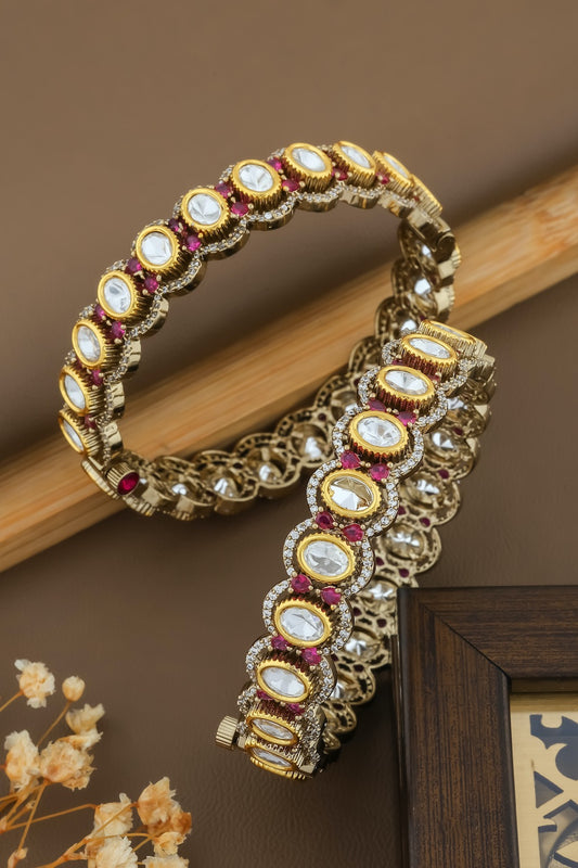 jadau moissanite polki kundan openable bangle kadbn240502