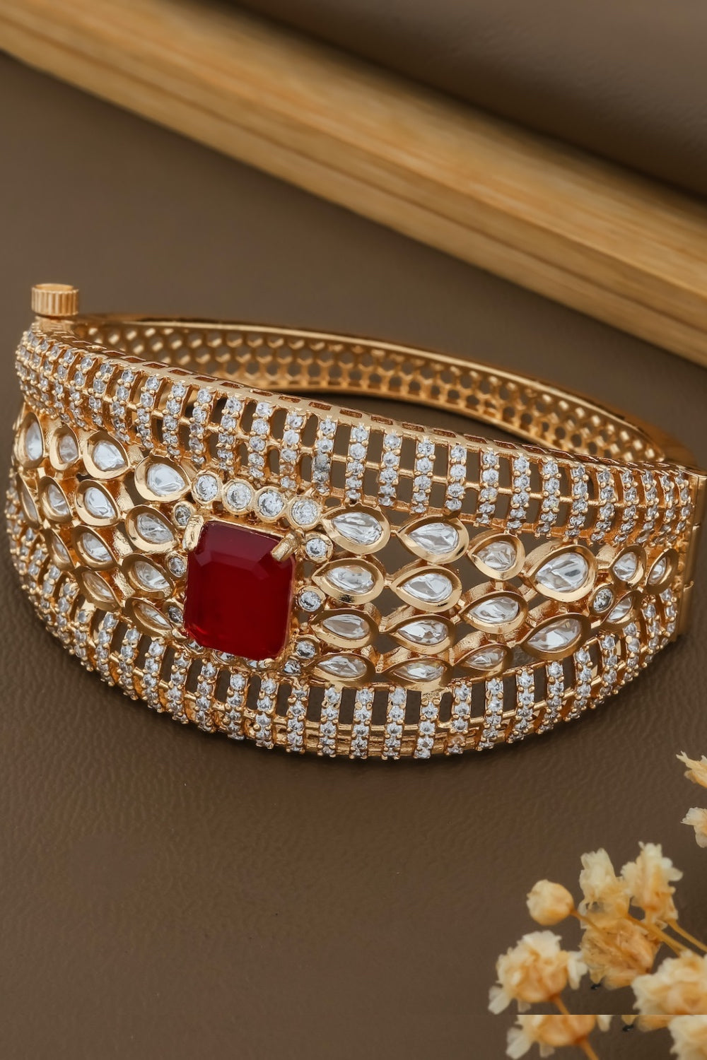 ruby kundan bangle