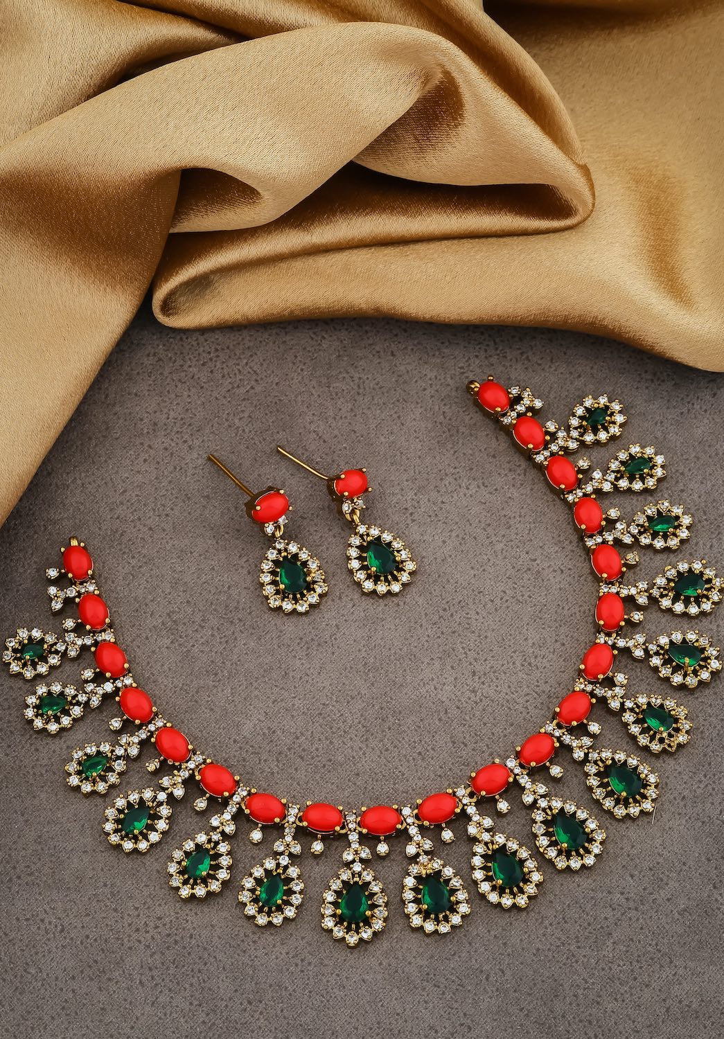 coral necklace set