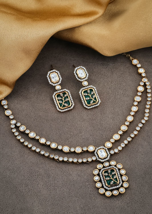 green multilayer kundan necklace