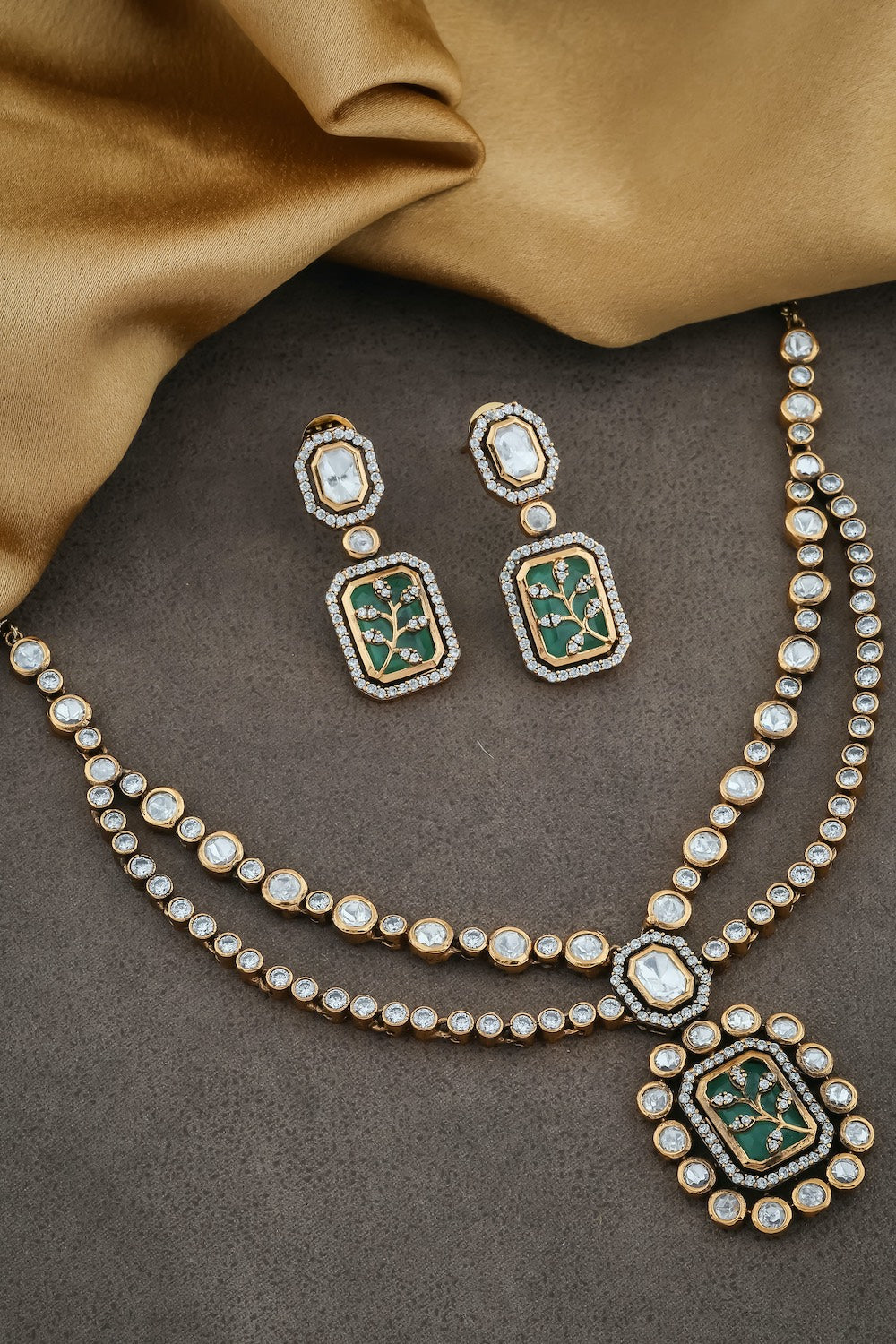 mint multilayer kundan necklace