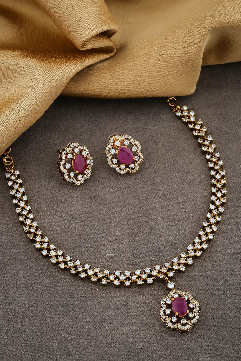 South Indian cz necklace
