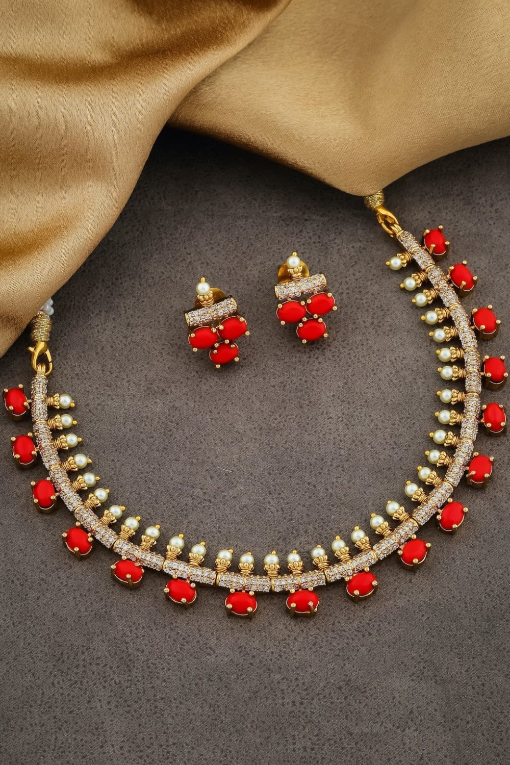 coral cz necklace