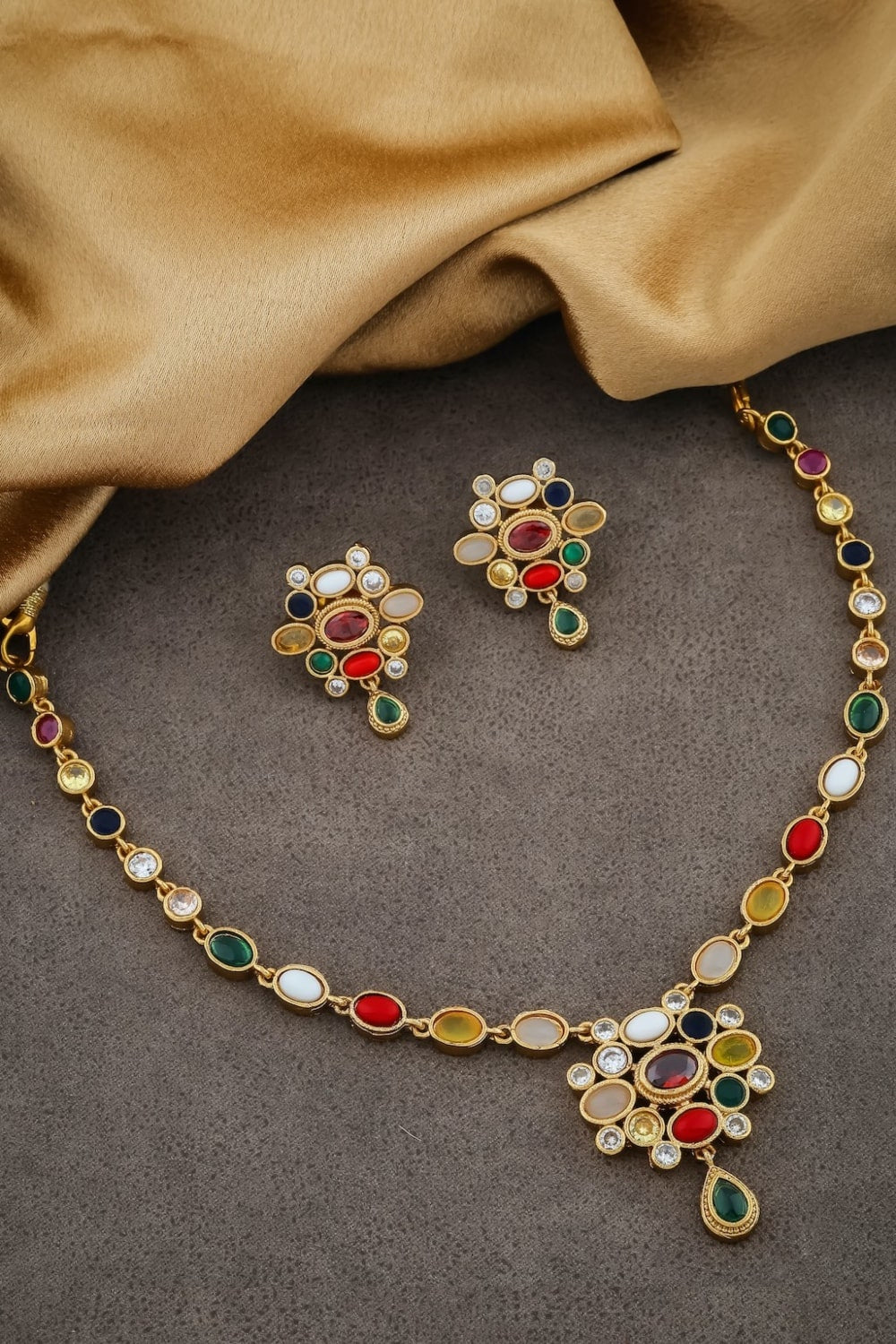 delicate navratna necklace