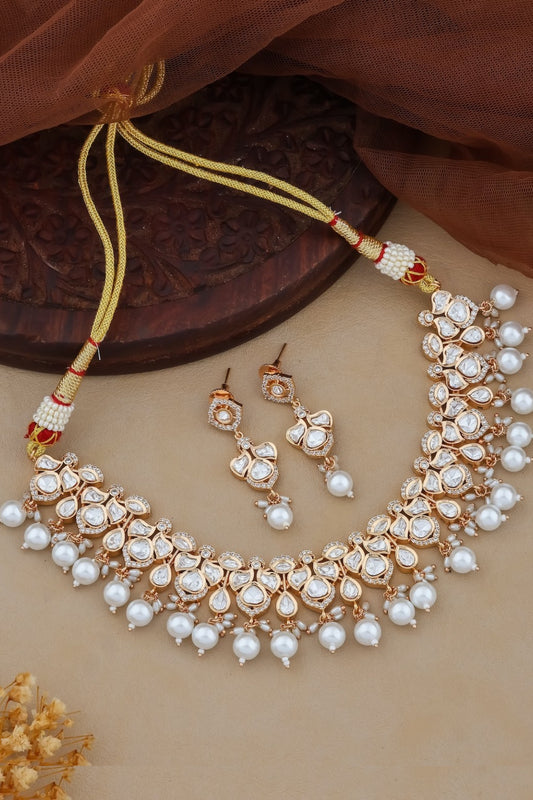 pearl kundan necklace set