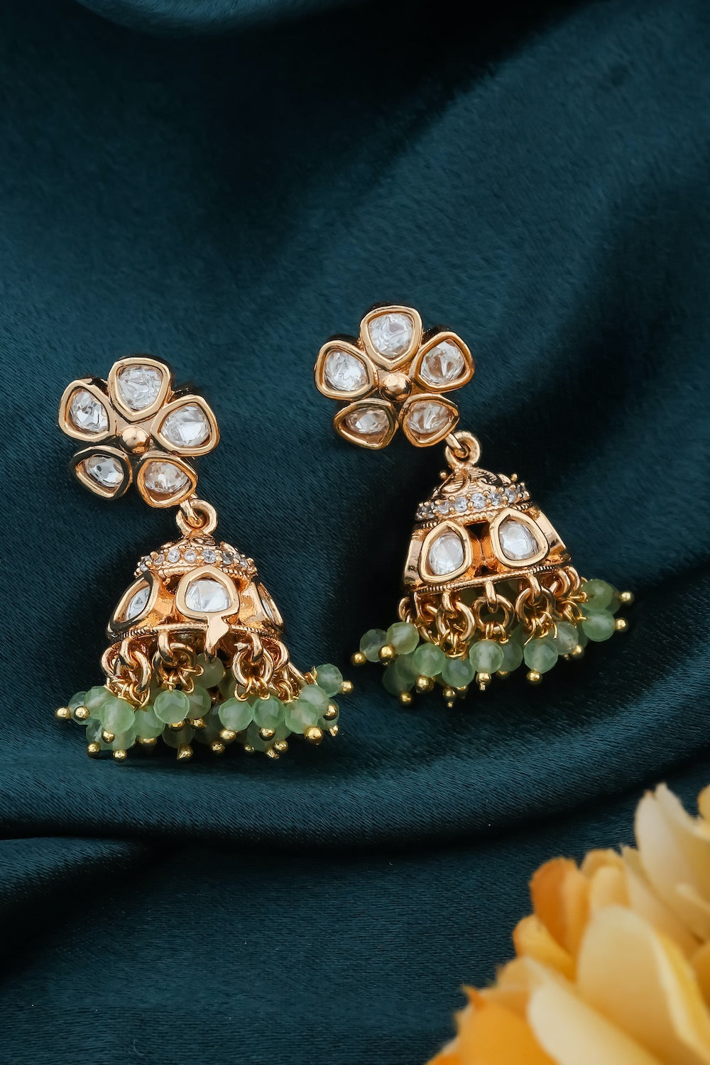cz kundan earrings