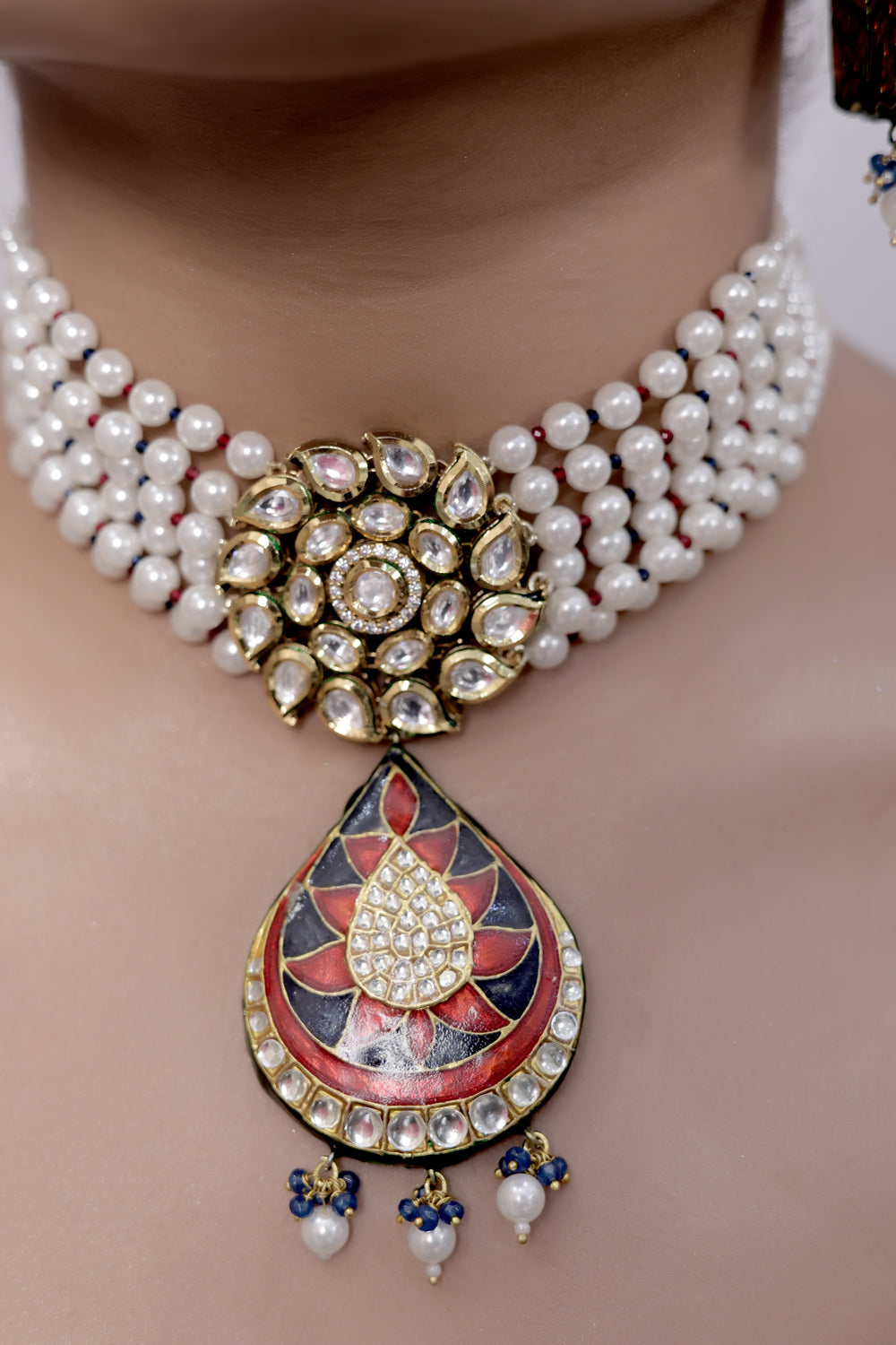 peacock meenkari necklace