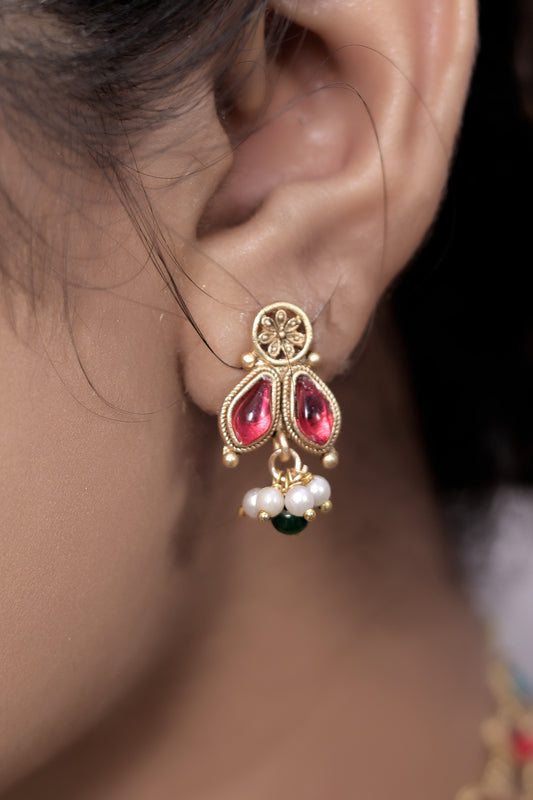 3 layer gold multicolour necklace