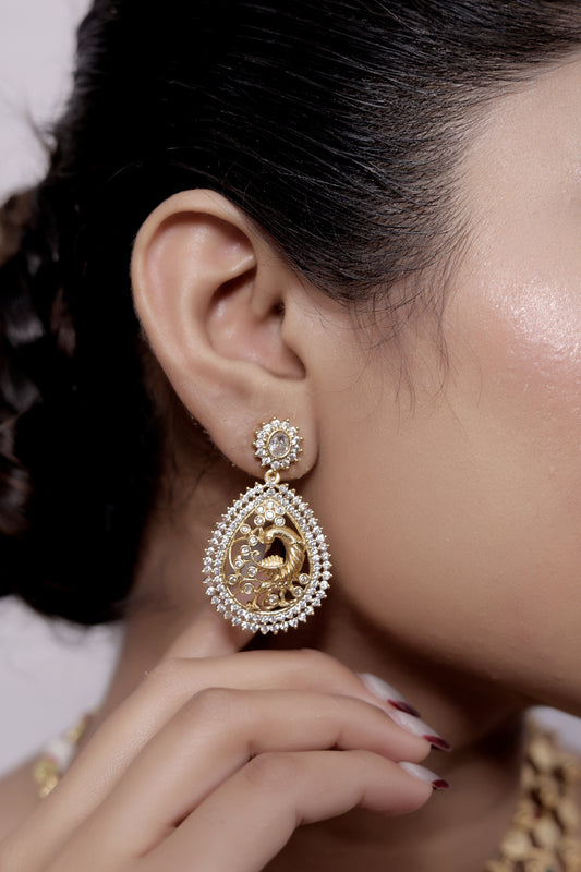 zirconia gold necklace set