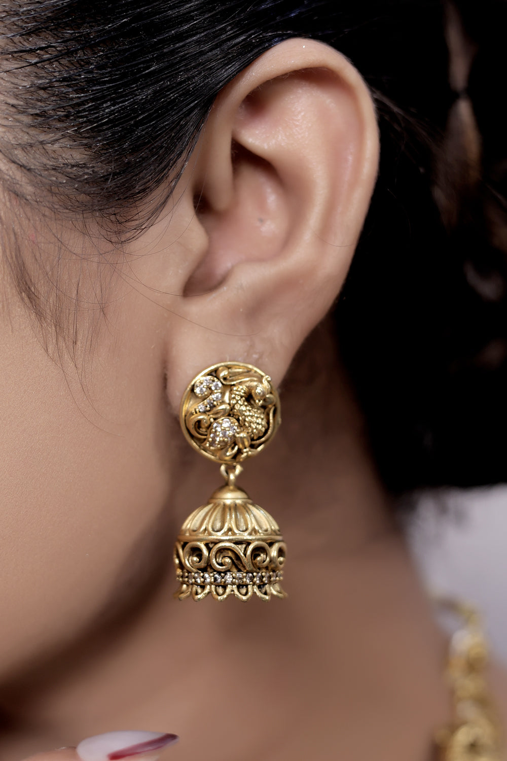 temple jhumka necklace set