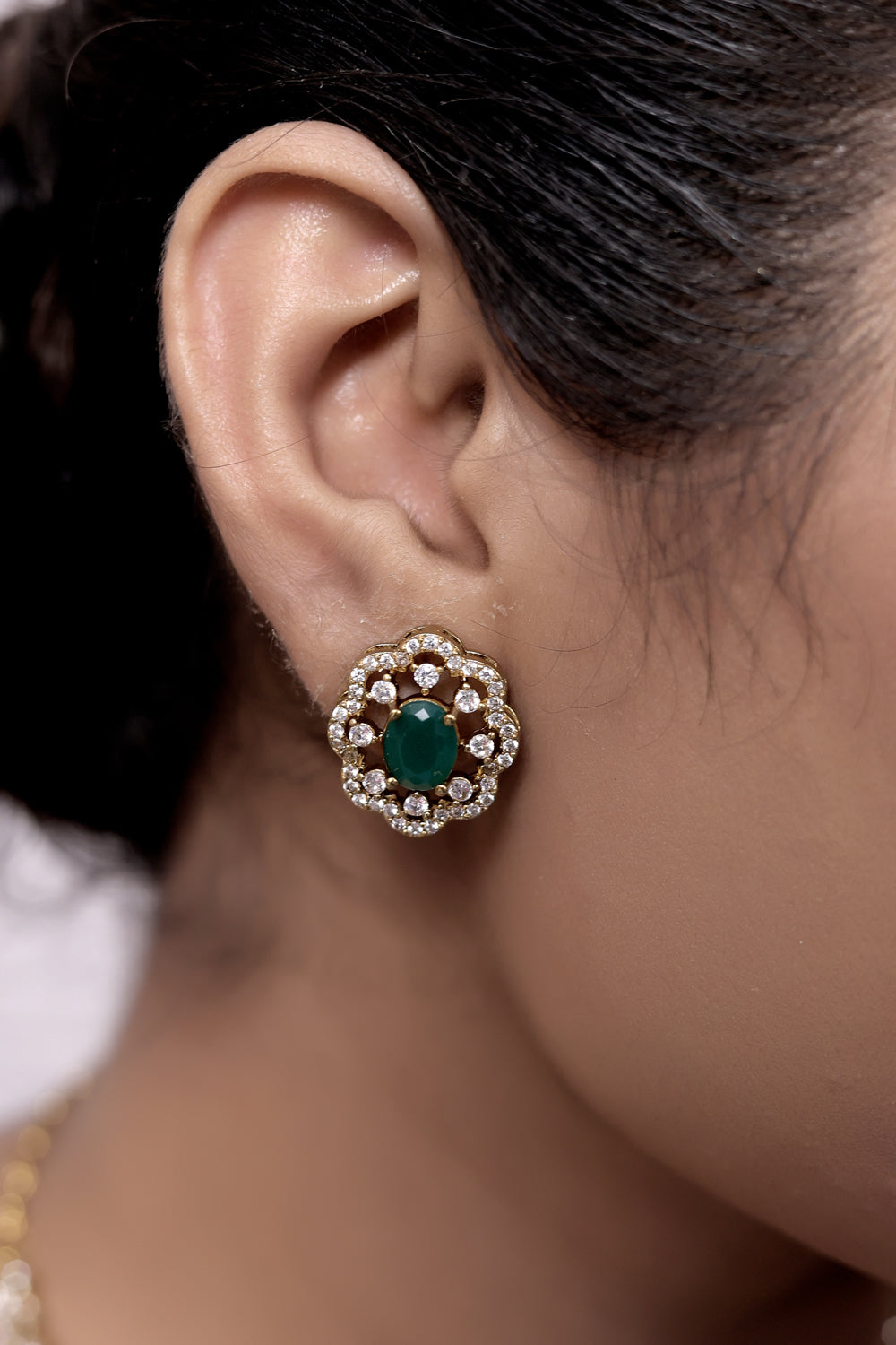 emerald cz delicate earrings