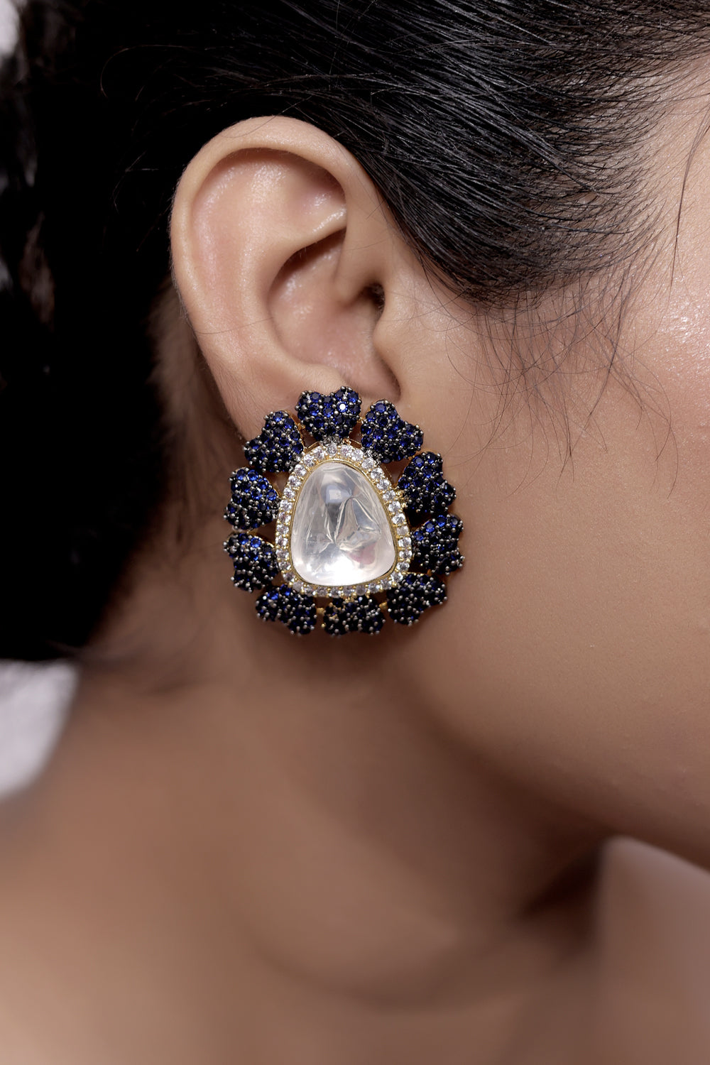 kundan ad gold polish stud earrings kadgpse230069
