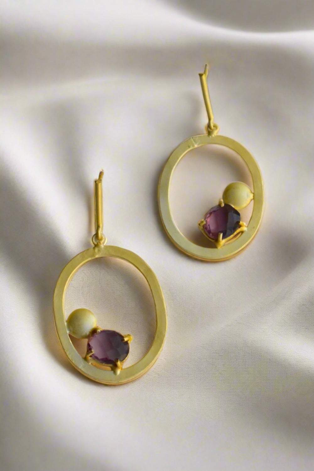minimalist brass stone stud earrings 230663