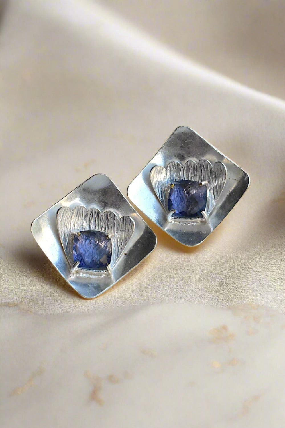 sapphire blue silver earrings