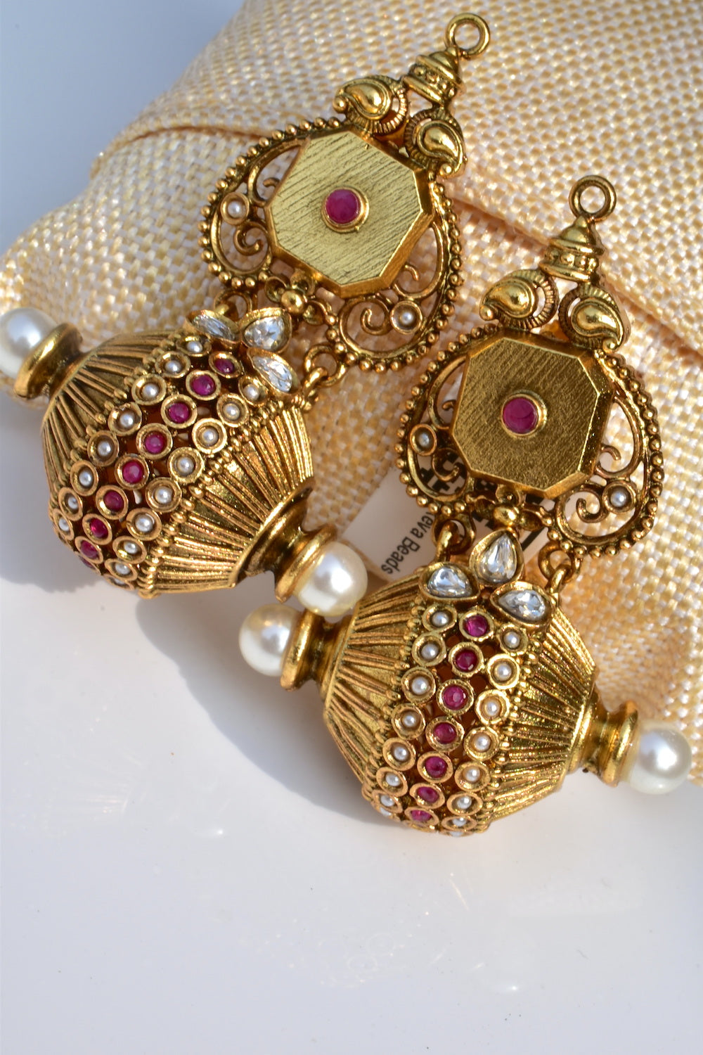 Kundan gold polish drop earrings kaddre230928